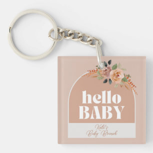 Keychain, Hello Baby, Modern Baby Shower Keepsake Keychain