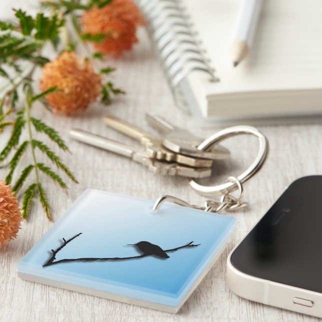 Keychain - Hummingbird and Branch Silhouette (Front Right)