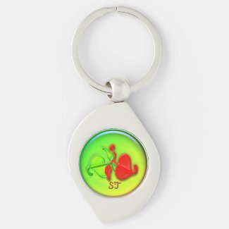 Keychain - Ivy Leaves and Initials