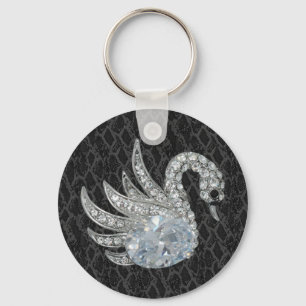 Keychain Jewel Swan Leather (017-047)