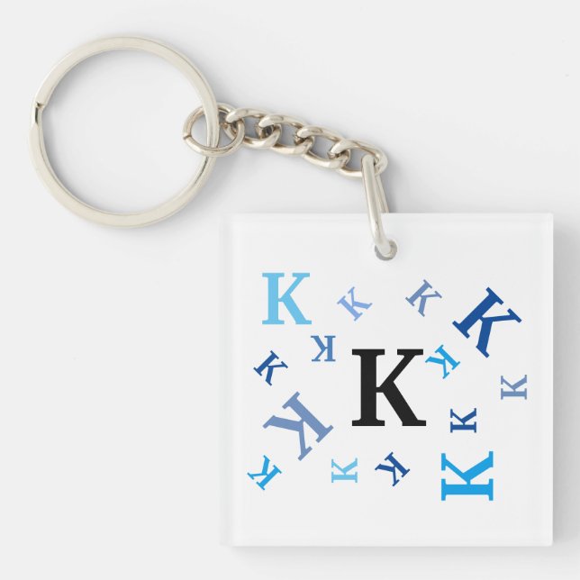 Keychain - Jumbled Letters in Blue (Front)