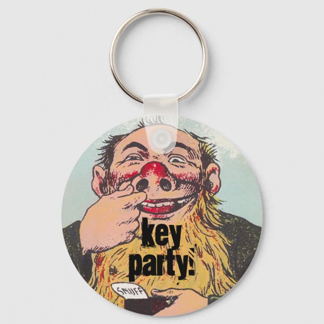 Keychain Key Party Fun Humor snuff chewing Man (Front)