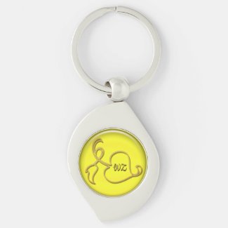 Keychain - Leaf Outline and Initial