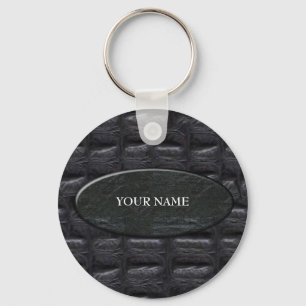 Keychain Leather Stone Add Your Name