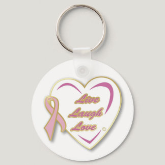 Keychain Live Laugh Love Pink ribbon pin