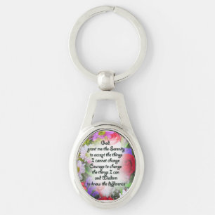 Keychain: Metal: Serenity Prayer with Bouquet Keychain