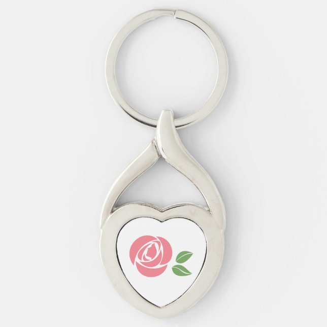 Keychain metal twisted heart WW Rose (Front)