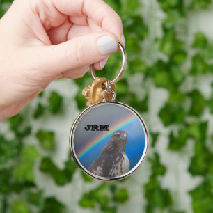 Keychain - Monogram with Falcon Head and Rainbow