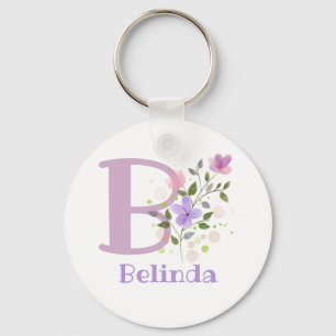 Keychain or Key Fob in a Floral Design with Name