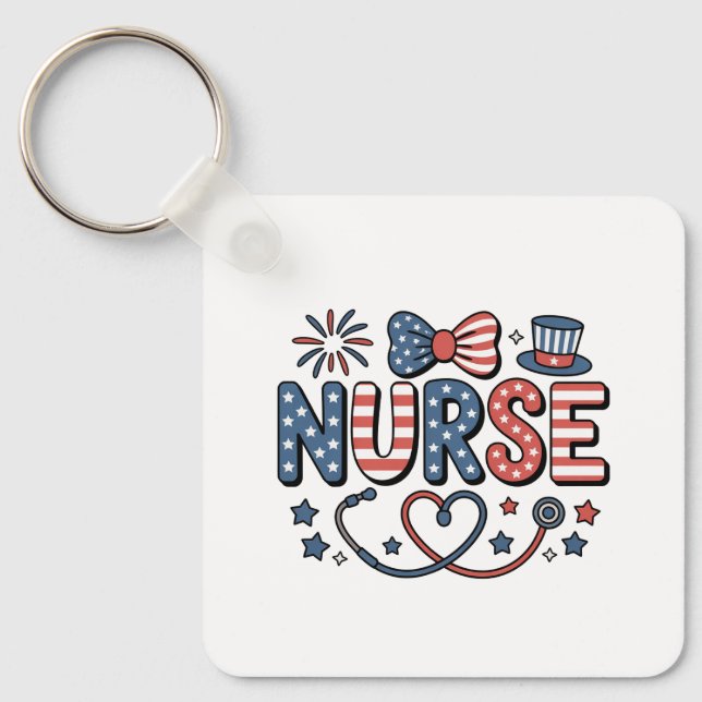 Keychain-Patriotic 4th of July Keychain (Front)