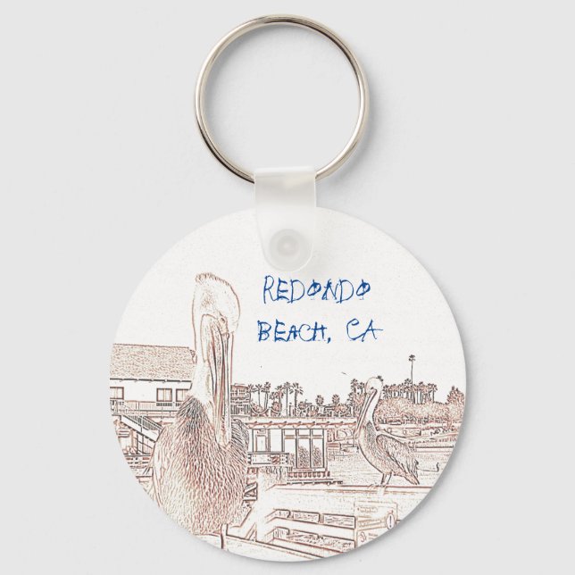 Keychain - Pelicans on Pier (Front)