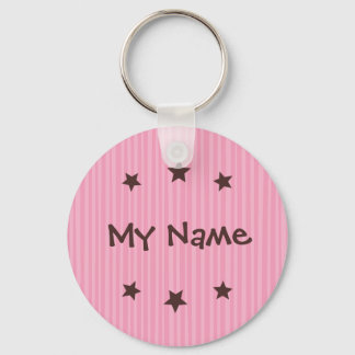 Keychain: Pink and chocolate stars - My Name Keychain