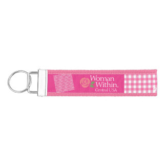 Keychain, Pink gingham , Woman Within Central Logo Wrist Keychain