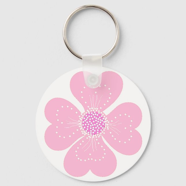 Keychain Pink Heart Flower (Front)