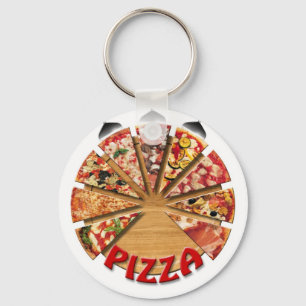Keychain Pizza on the cutting board
