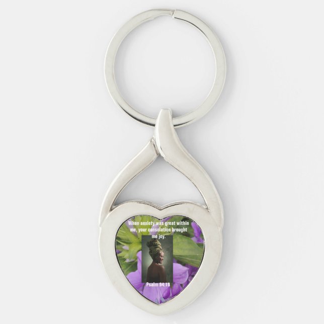 keychain, purple, green, prayer, protection, keychain (Front)