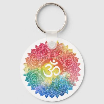 Keychain: Rainbow Mandala Keychain by TINYLOTUS at Zazzle