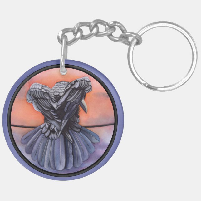 Keychain Raven Custom Name Corbie 2 Side Crow (Back Right)