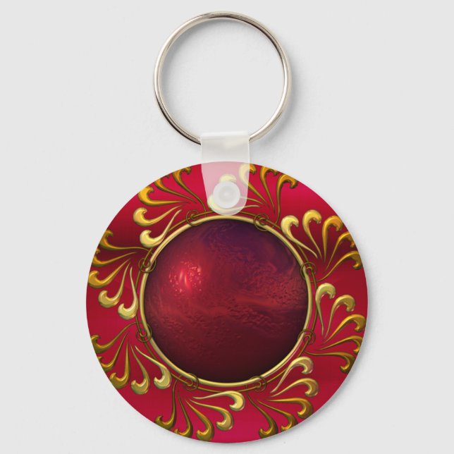 Keychain Red Gold Jewel (Front)