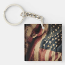 Keychain Rustic Flag Patriotic