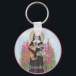 Keychain Saint Gertrude Patron St. of Cats<br><div class="desc">Watercolor by Miranda Saint James</div>