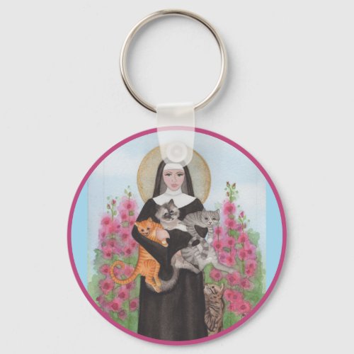 Keychain Saint Gertrude Patron St of Cats