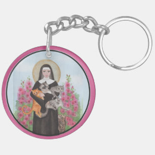 Keychain Saint Gertrude Patron St. of Cats