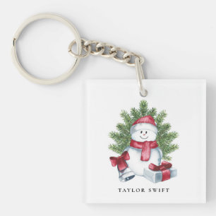 Keychain   Square Christmas Snowman