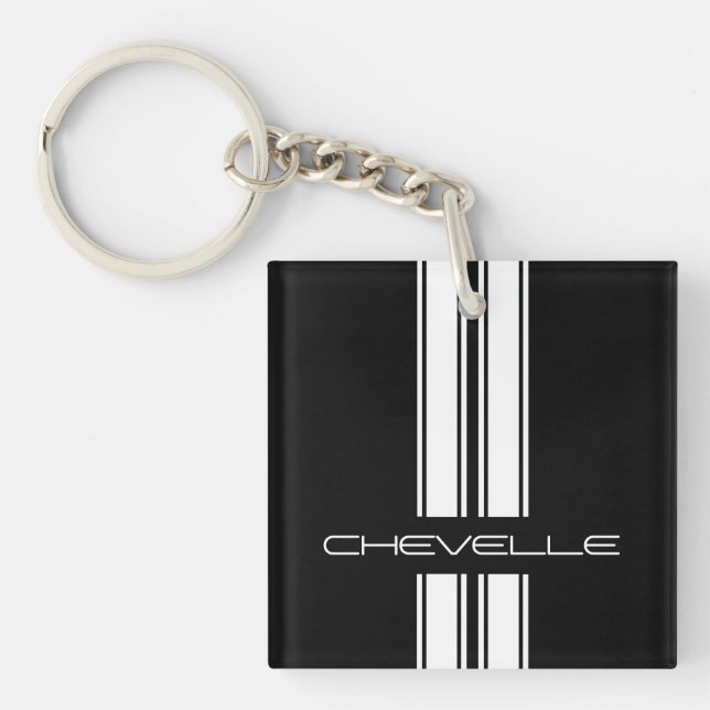 Keychain - Stripes Chevelle - Black/White Duo (Front)