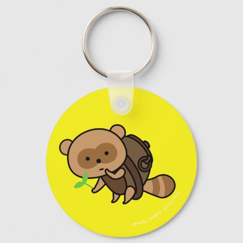 Keychain _ TeaKettle Tanuki  _ YellowBack