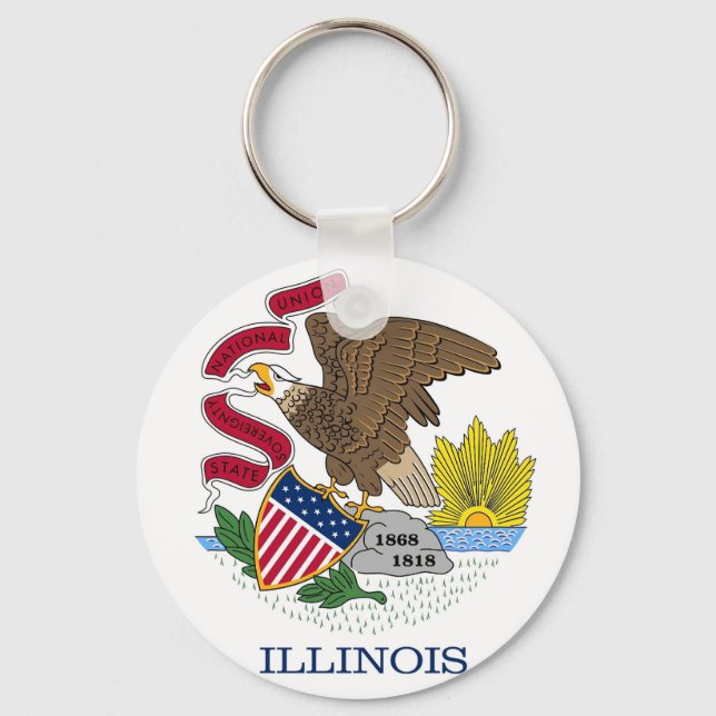 Keychain with Flag of Illinois State (Front)