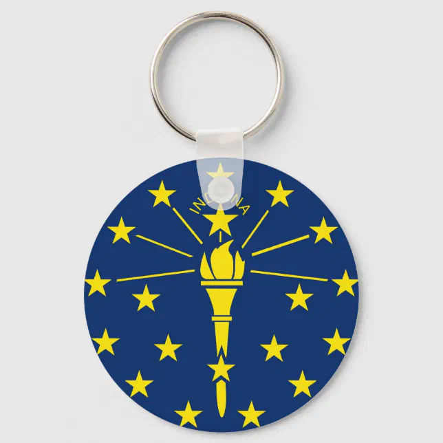 Keychain with Flag of Indiana State | Zazzle