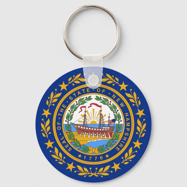Keychain with Flag of  New Hampshire State (Front)
