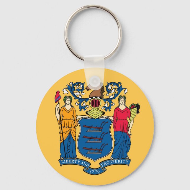 Keychain with Flag of New Jersey  State (Front)