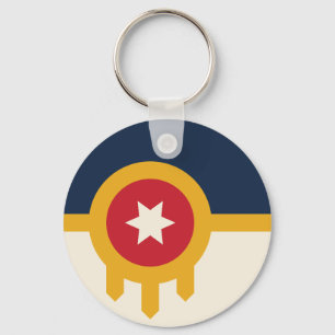 Keychain with Flag of Tulsa, Oklahoma