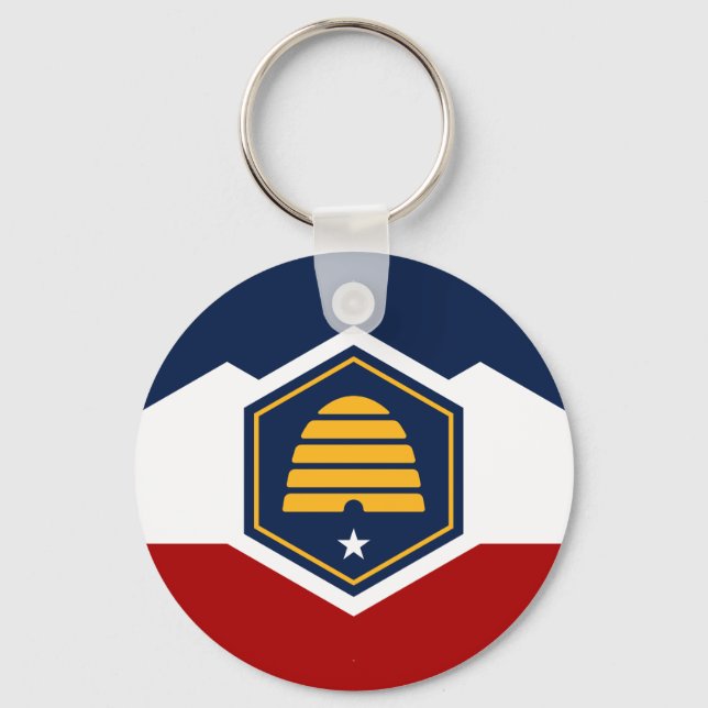 Keychain with Flag of Utah, USA (Front)