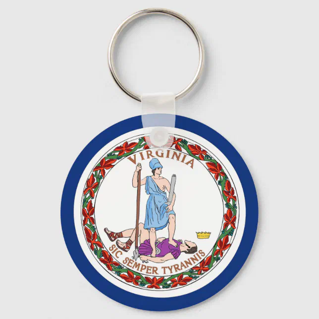Keychain with Flag of Virginia State | Zazzle
