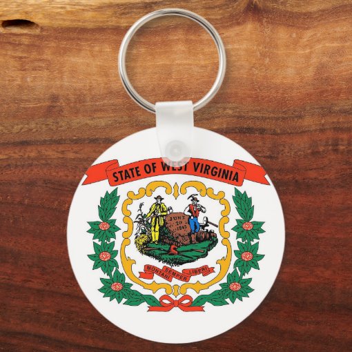 Keychain with Flag of West Virginia State Zazzle