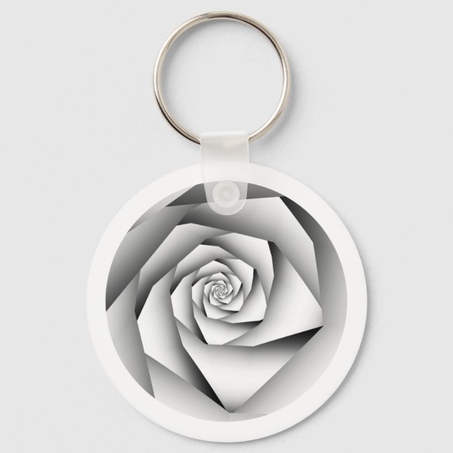Keychain With Geometric Silver Color Flower (Front)