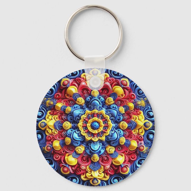 Keychain with Romanian Colors Design (Front)