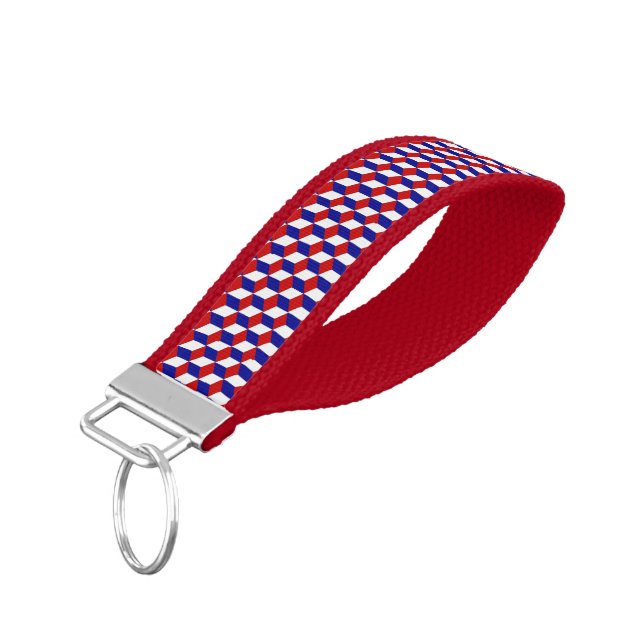 Keychain (Wrst) - Red, White and Blue Blocks (Angled Down)
