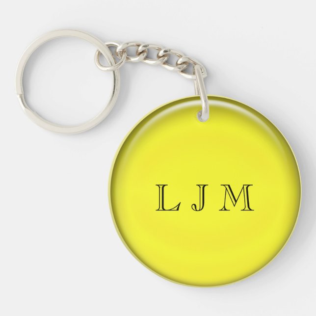 Keychain - Yellow Disk with Initials (Front)