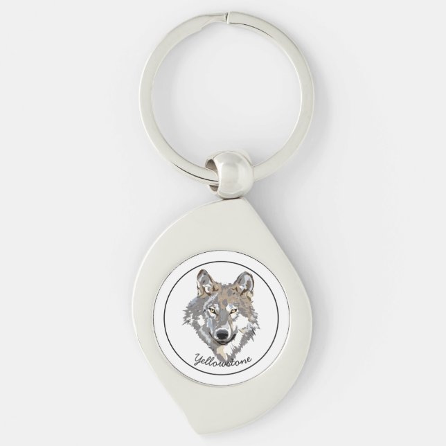 Keychain-Yellowstone Wolf Keychain (Front)