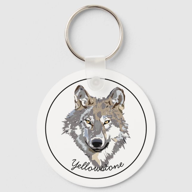 Keychain-Yellowstone Wolf Keychain (Front)