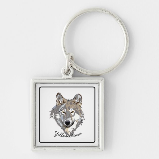Keychain-Yellowstone Wolf Keychain (Front)