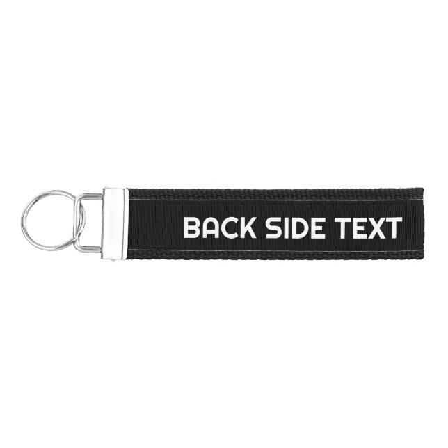 Keychains Black Custom 2 Line Text Wrist (Keys on Left)