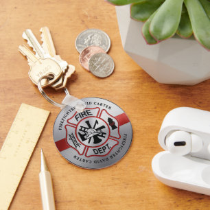 Keychains Firefighter Maltese Cross Personalized