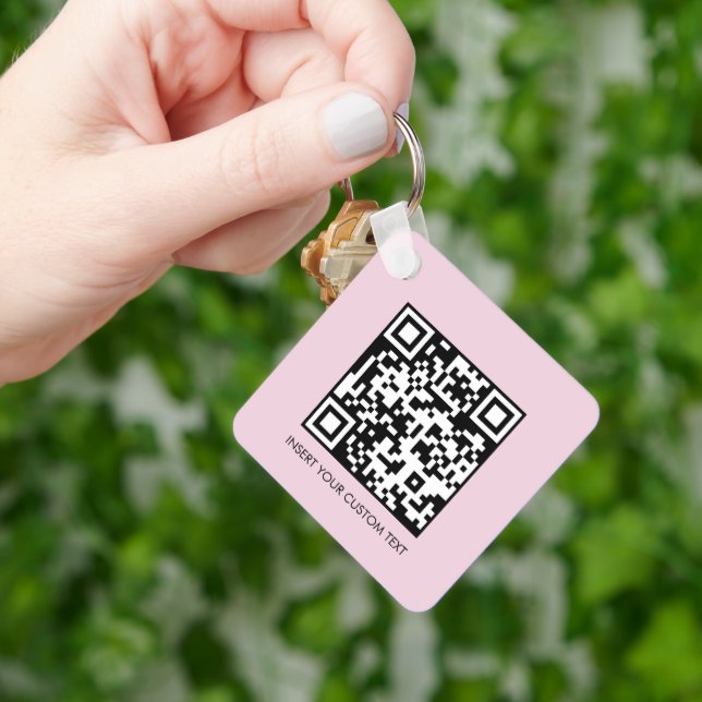 Keychains Modern Minimal QR Code Custom Text (Hand)