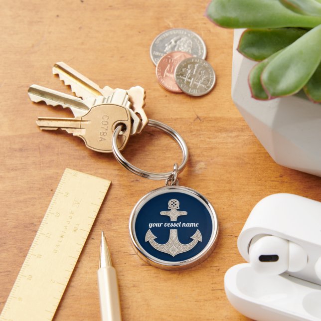 Keychains Navy Custom Captain Boat Name Anchor (Desk)