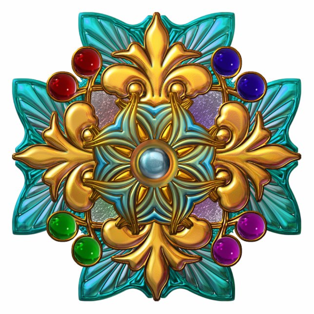 Keychains Photo Sculpture Teal Multi Color Jewel (Front)